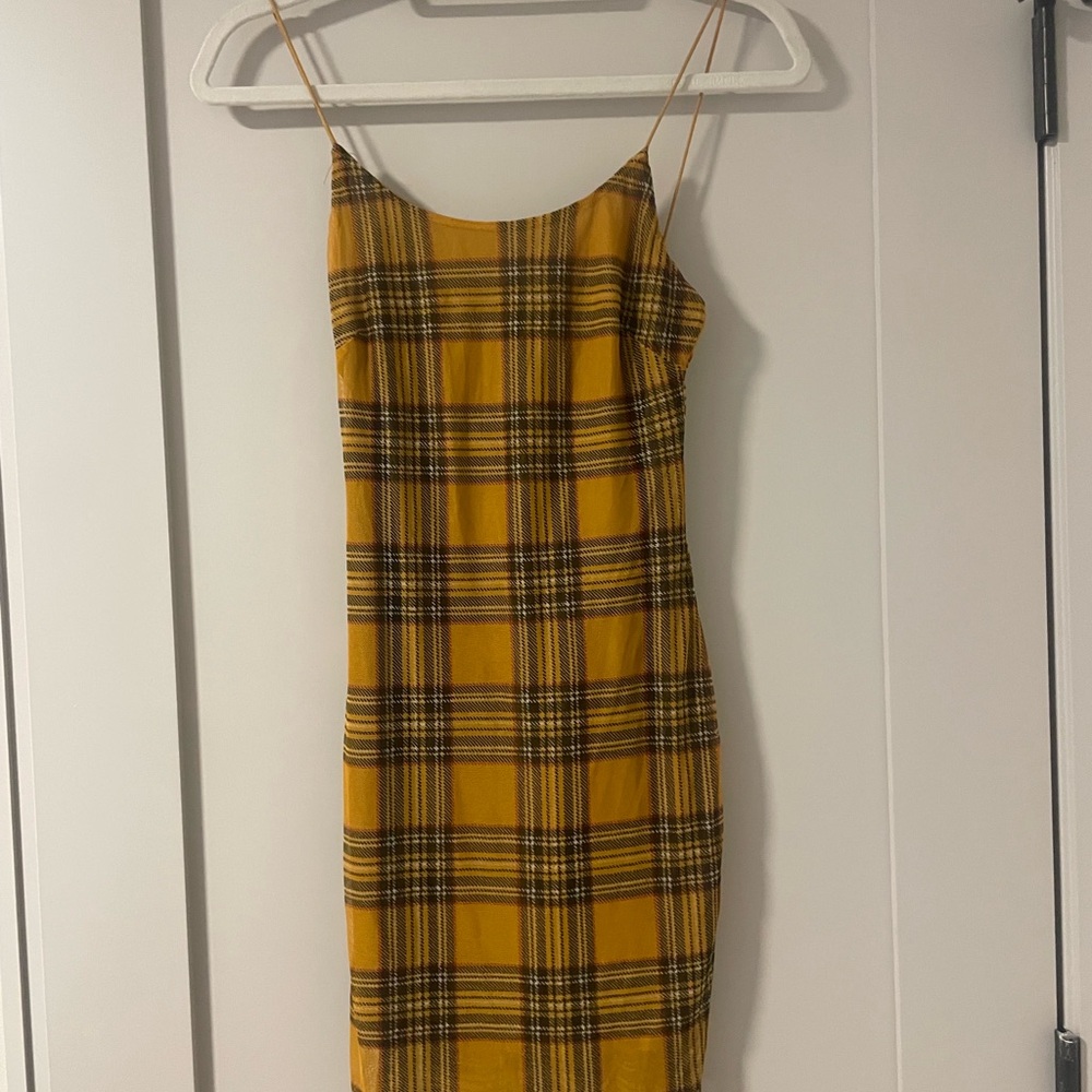 Yellow Plaid Women Dress